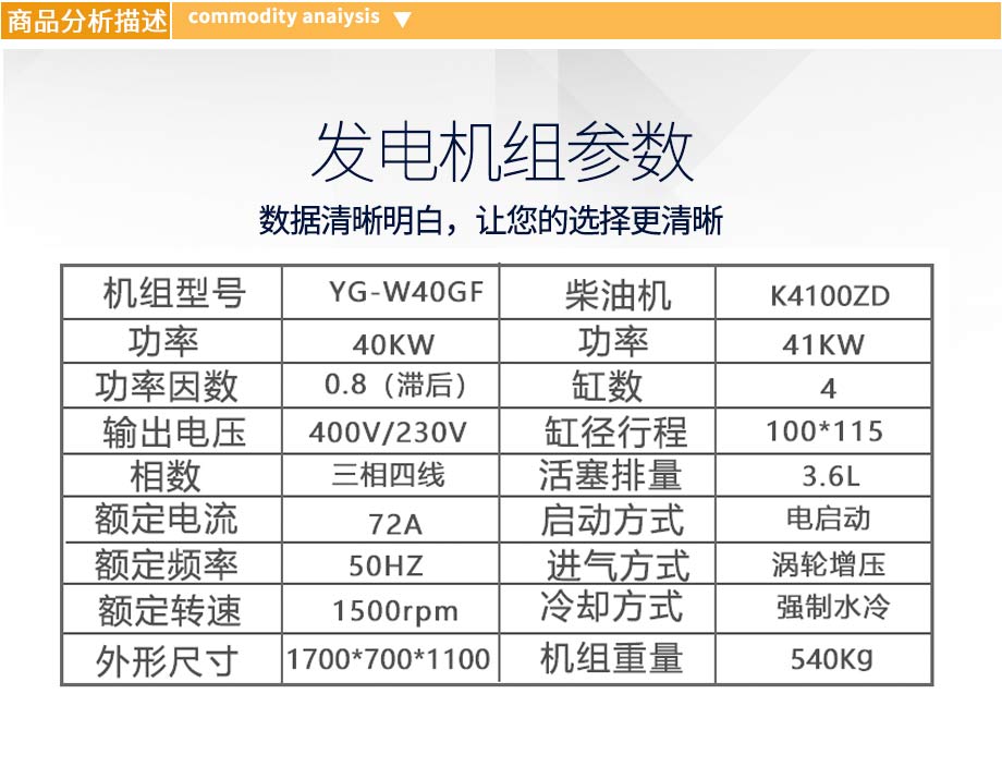 40kw柴油發(fā)電機組參數